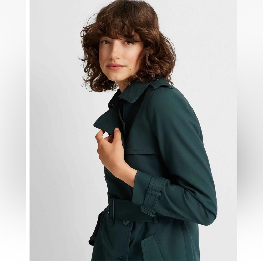 Club Monaco Viveca Double-Breasted Trench Coat Dark Rosemary Green ( XS )